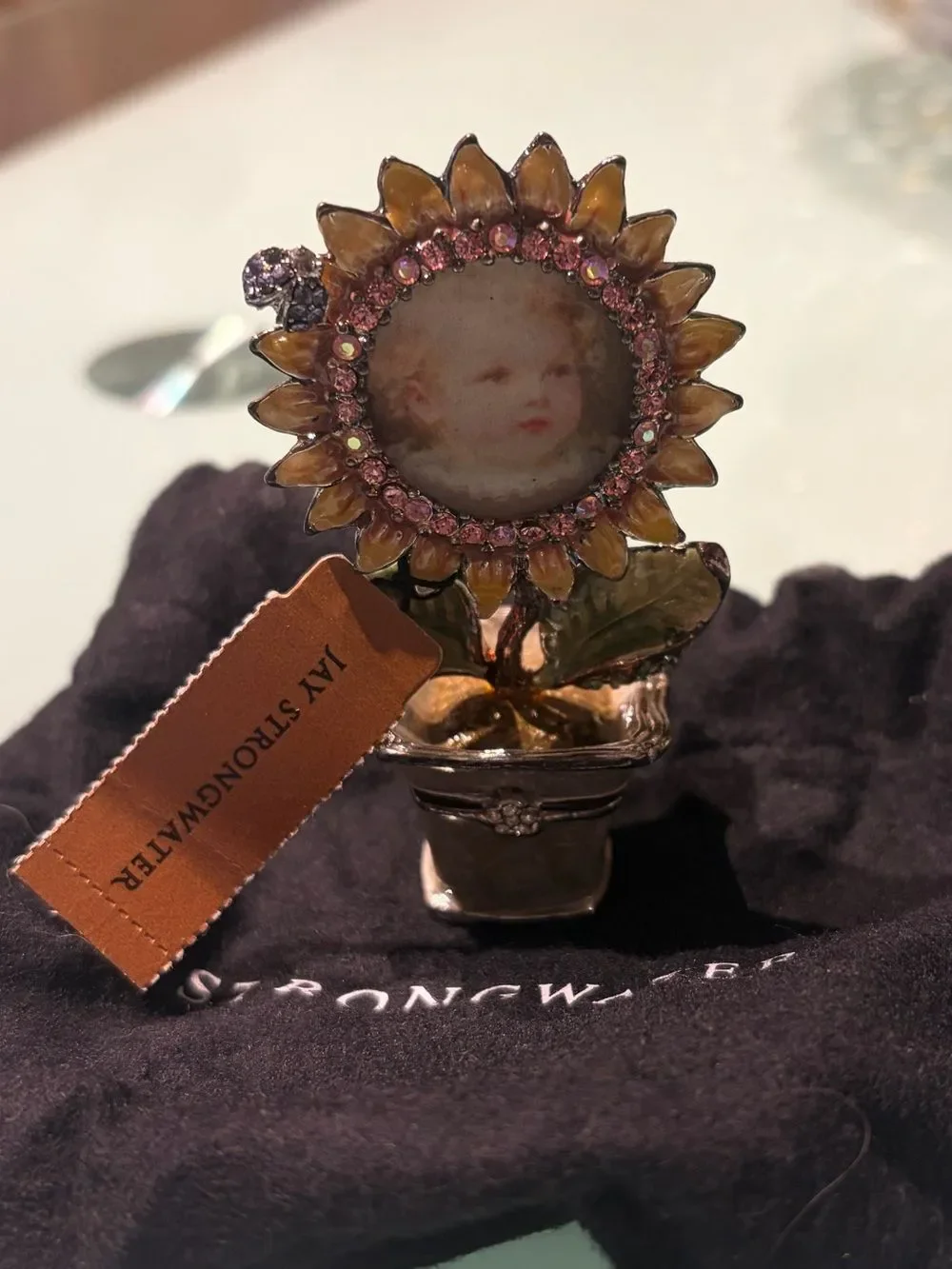 JAY STRONGWATER Vintage Allegra sunflower pot mini frame box NWT